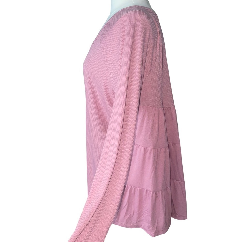 Torrid | Texture Jersey Tiered Back Top in a Dusty Rose Pink Womens Size 1X Plus - Picture 7 of 17